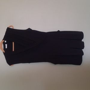 New York & Co faux wrap black romper with pockets sz L